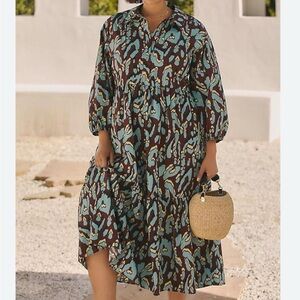 Anthropologie The Bettina Tiered Shirt Dress